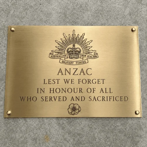 Brass Anzac Plaque